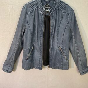 Point Zero Outerwear CollectionDenim Blue Faux Leather/ X-Large women’s A+